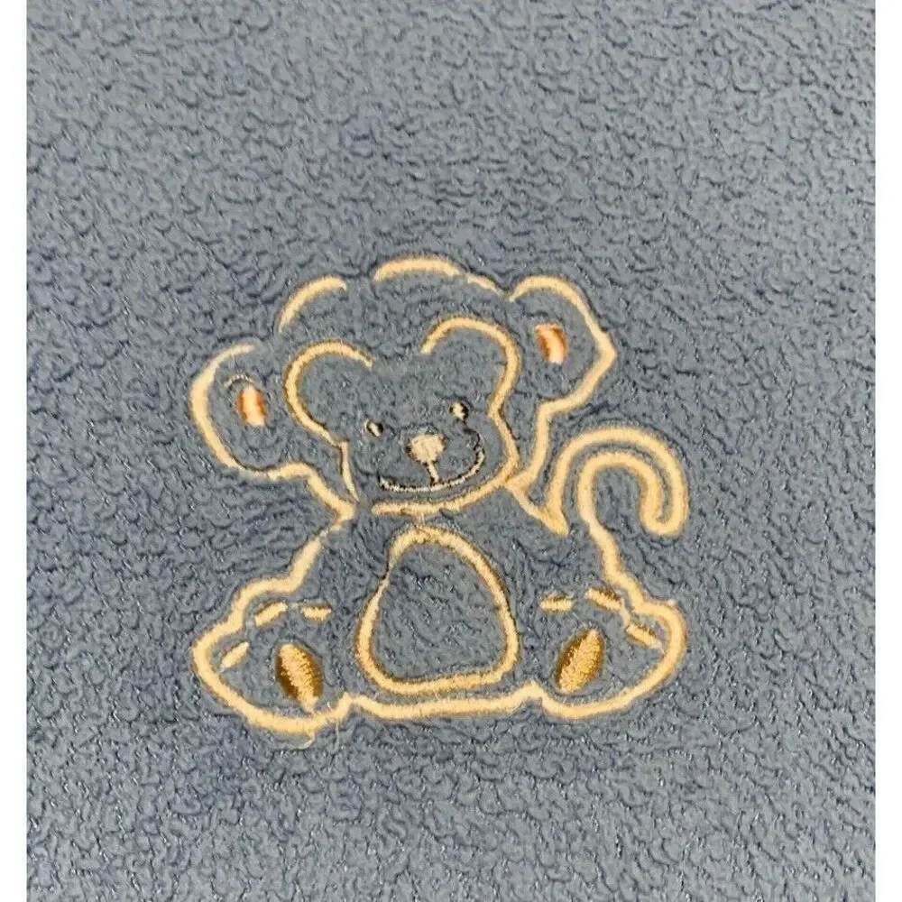 Baby Starters Blanket Monkey Blue Plush SOFT Lovey Fleece 30X40 Embroidered 2013